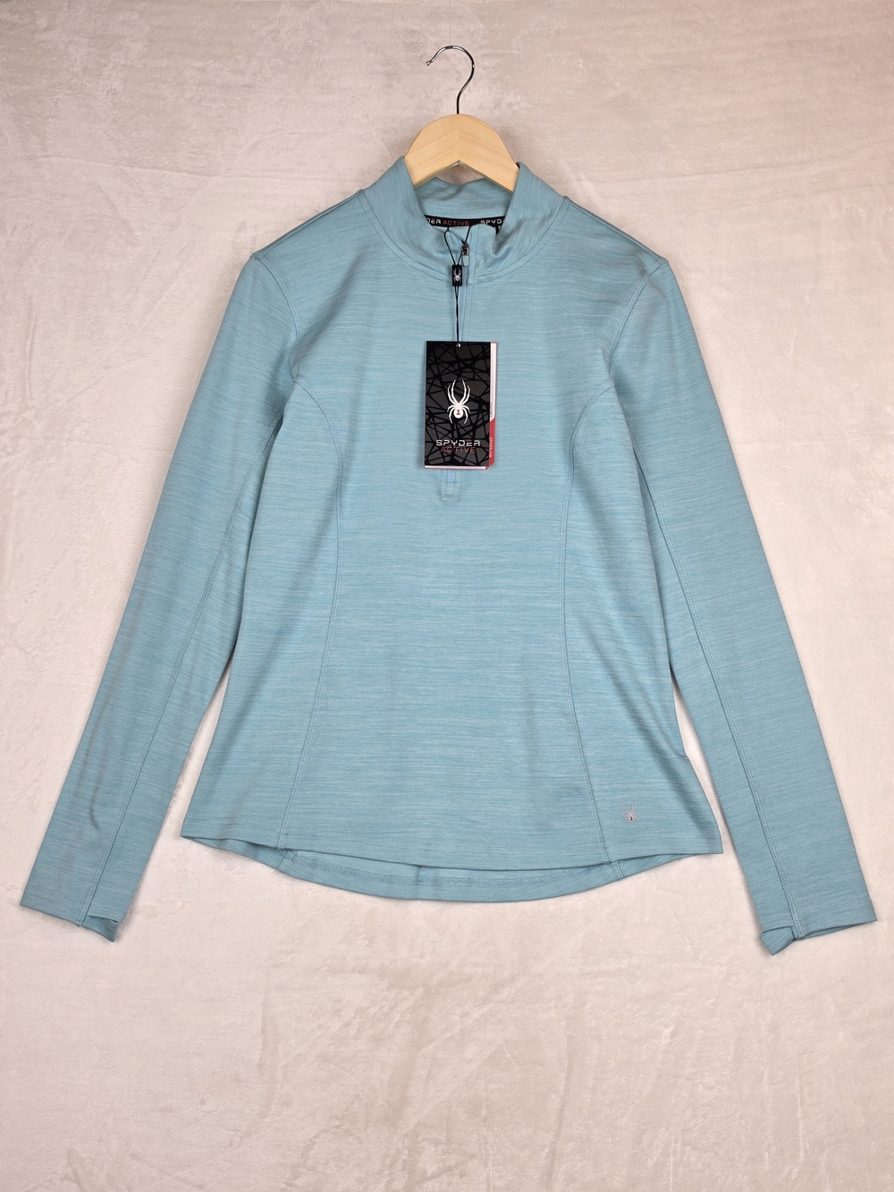 Spyder Active Womens Medium 1/4 Zip Pullover Light Blue Stretch NWT